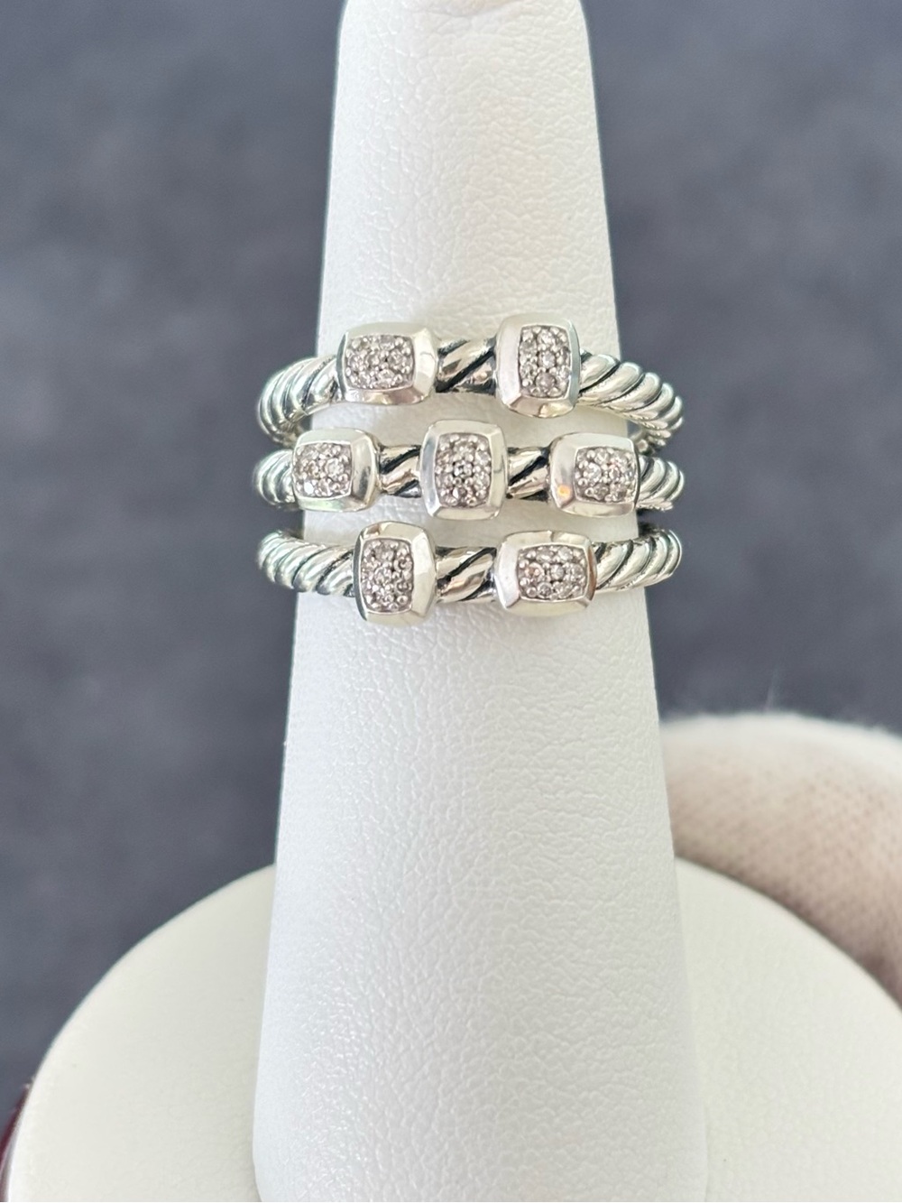 David Yurman Sterling silver Confetti Ring with Pavé Diamonds 6
